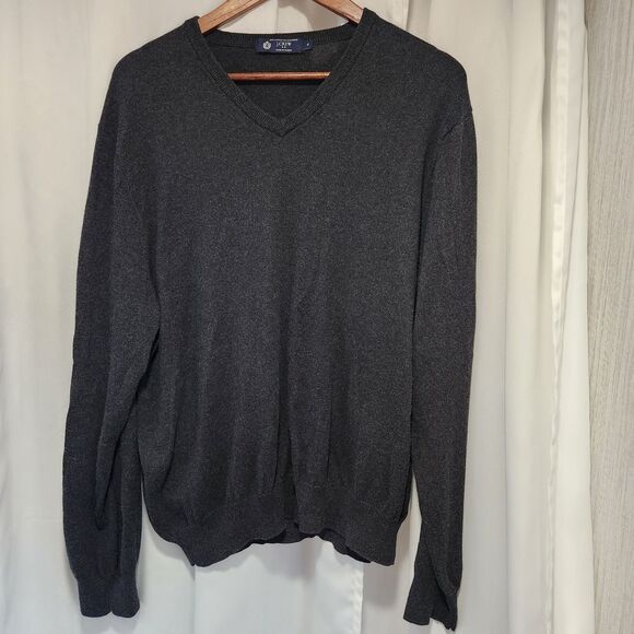 J Crew Sweater Mens XL Gray Cashmere‎ Blend V Neck Long Sleeve Pullover Preppy - Picture 1 of 3